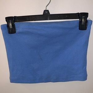Blue Cropped Bandeau Top